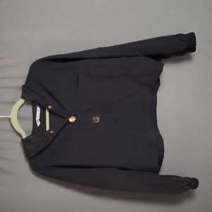 Zara Gray Lounge Gold Snap Oversized Boxy Cropped Hoodie, Women's M